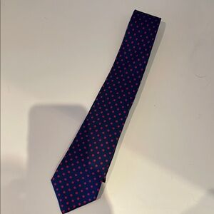 Navy and Red Polka Dot Silk Kitton Tie